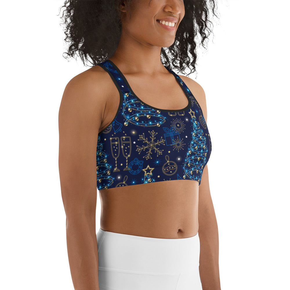 Twinkling Tinsel Dreams Sports Bra