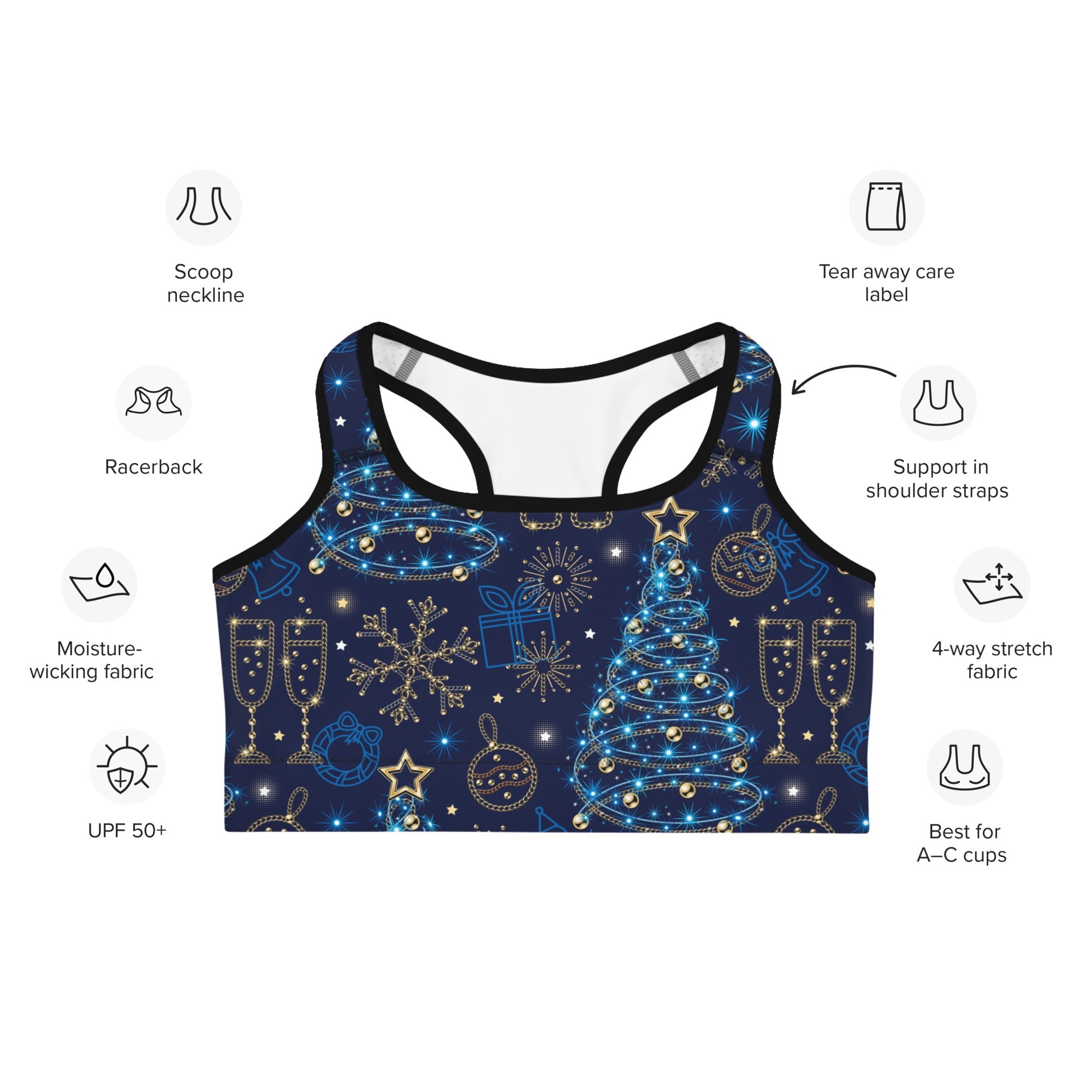 Twinkling Tinsel Dreams Sports Bra