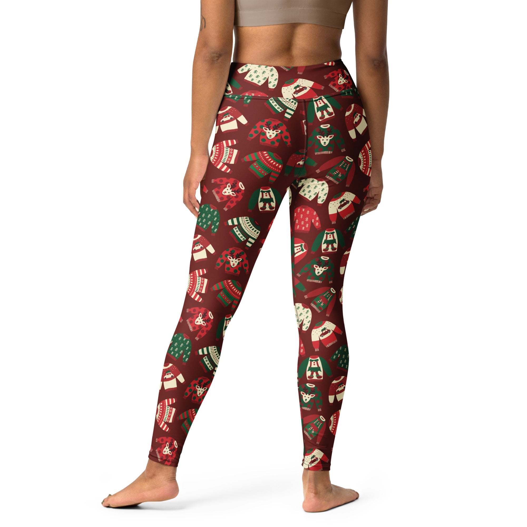 Ugly Christmas Sweater Pattern Yoga Leggings