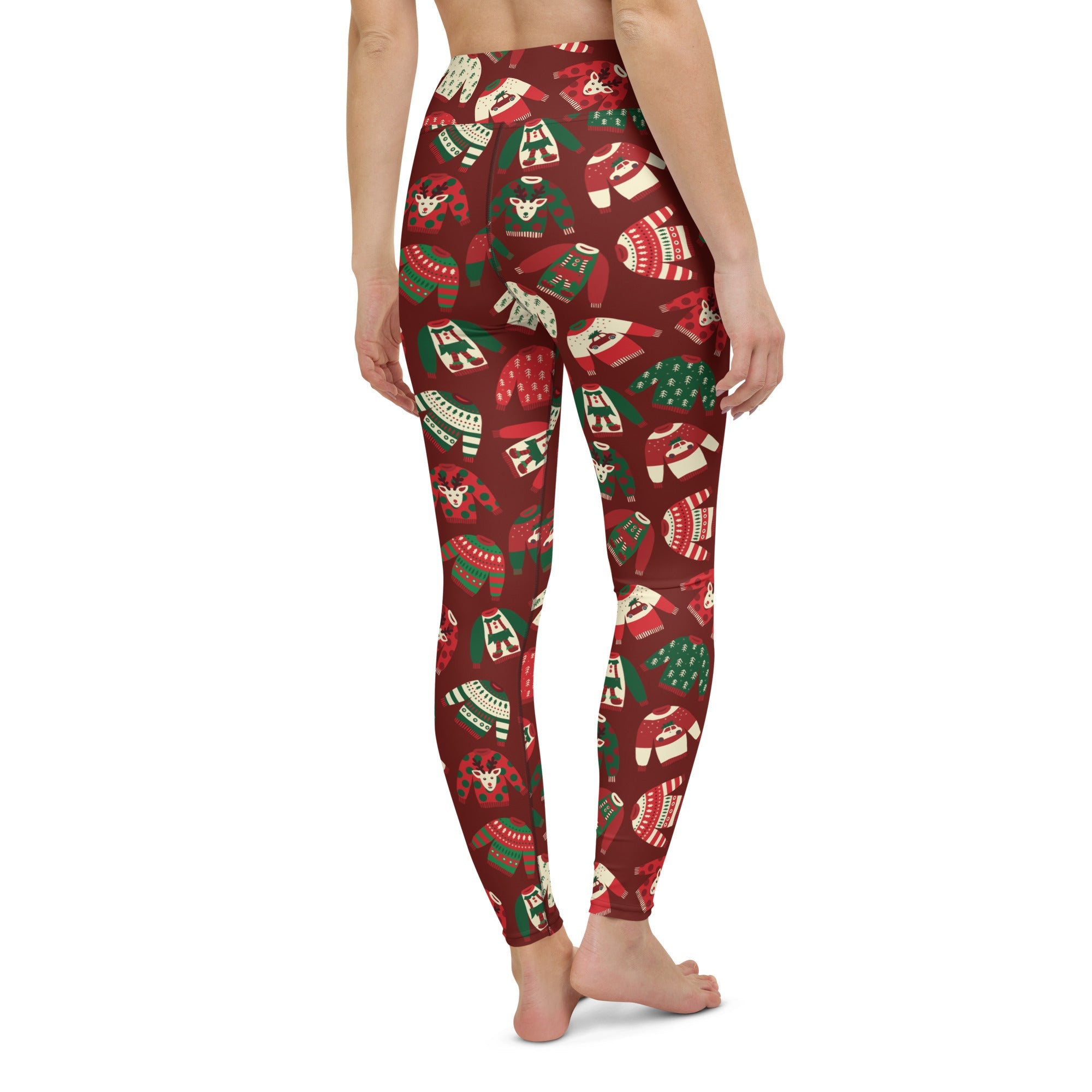 Ugly Christmas Sweater Pattern Yoga Leggings