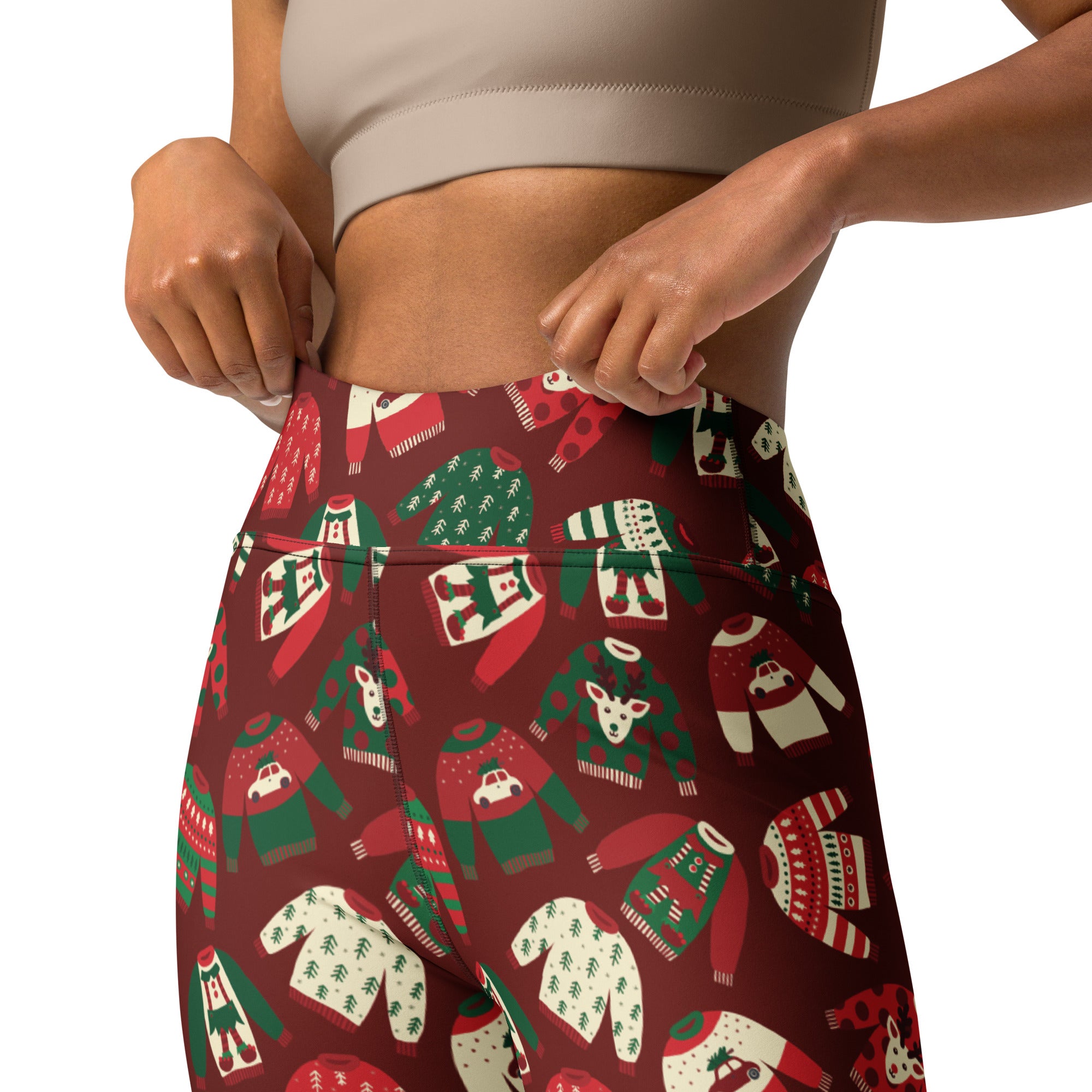 Ugly Christmas Sweater Pattern Yoga Leggings