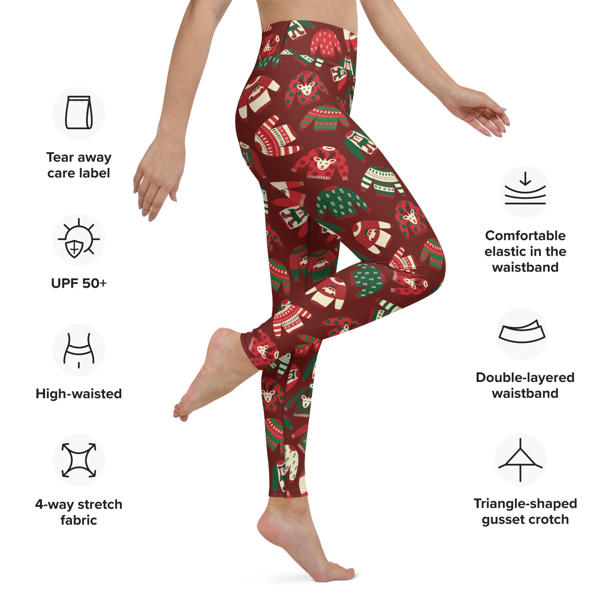 Ugly Christmas Sweater Pattern Yoga Leggings