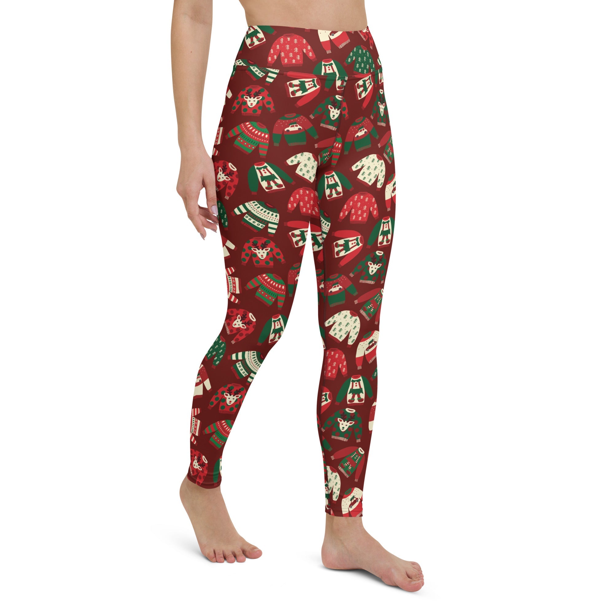 Ugly Christmas Sweater Pattern Yoga Leggings