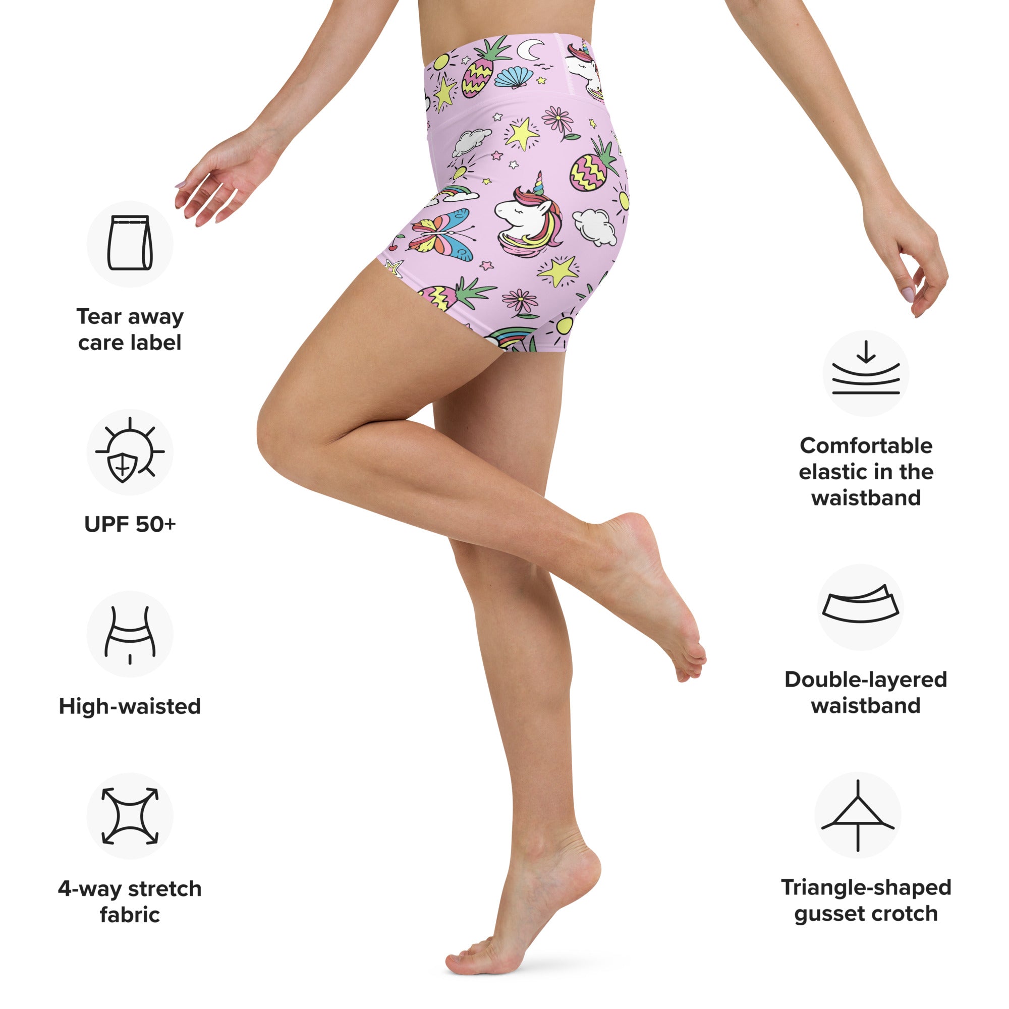 Unicorn Print Yoga Shorts