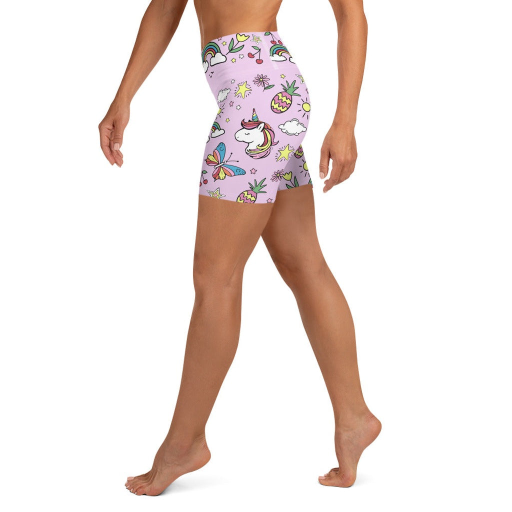 Unicorn Print Yoga Shorts