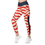USA Flag Crossover Leggings With Pockets