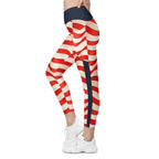 USA Flag Crossover Leggings With Pockets