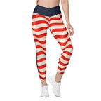 USA Flag Crossover Leggings With Pockets