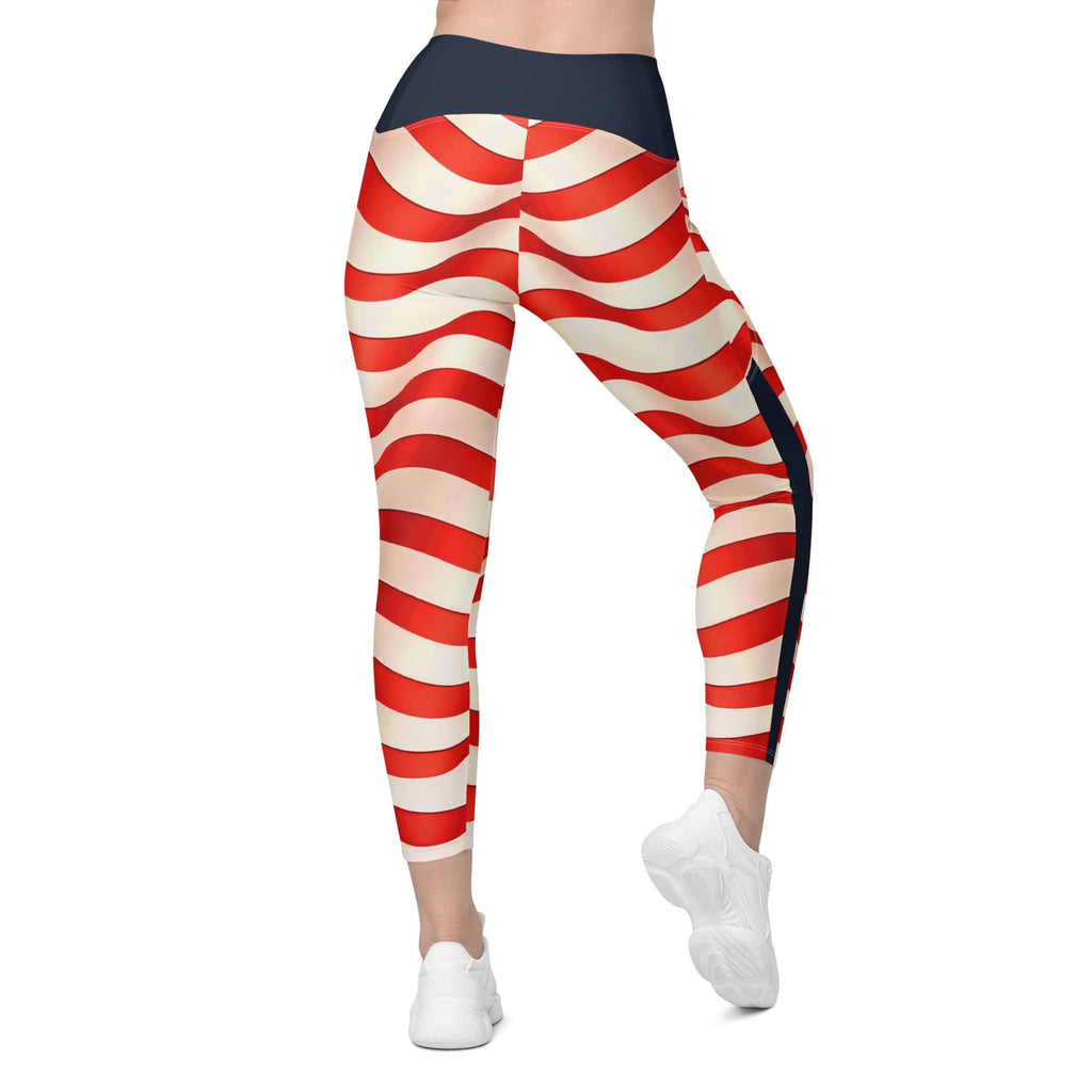 USA Flag Crossover Leggings With Pockets