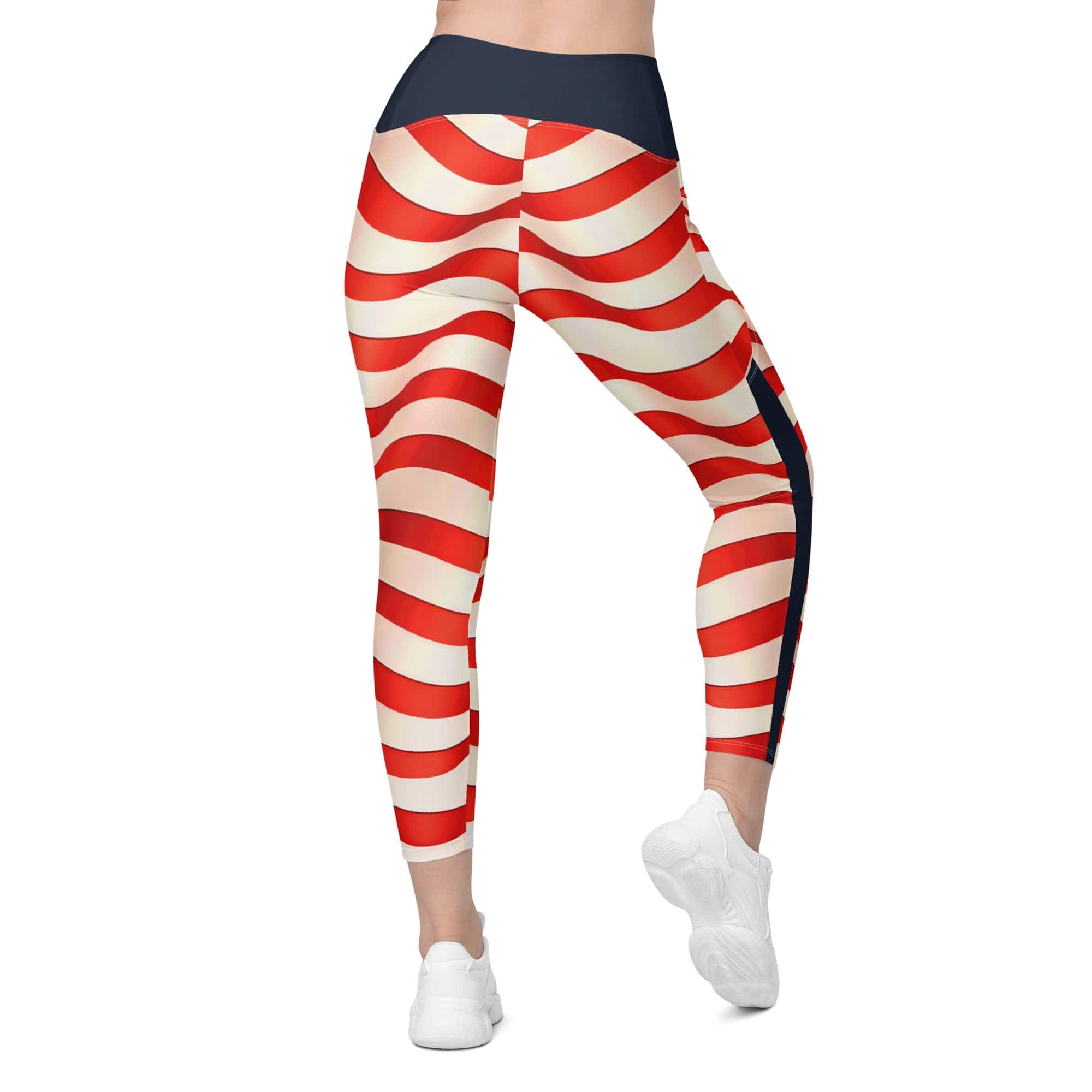 USA Flag Crossover Leggings With Pockets