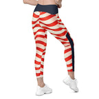 USA Flag Crossover Leggings With Pockets