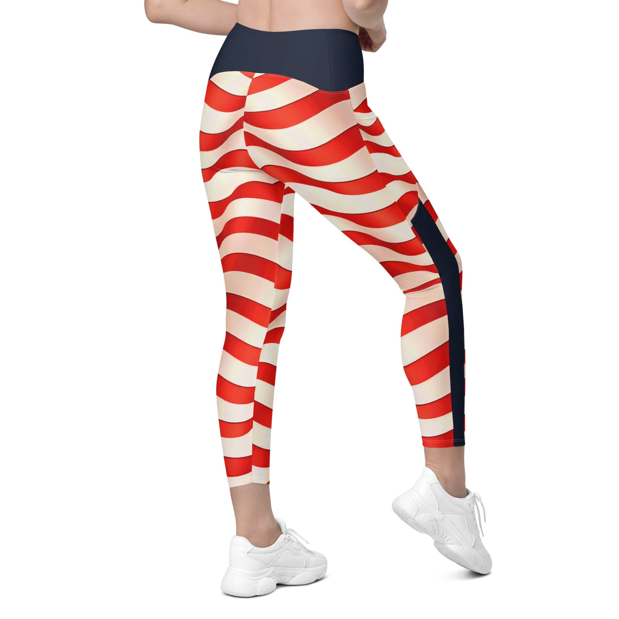 USA Flag Crossover Leggings With Pockets