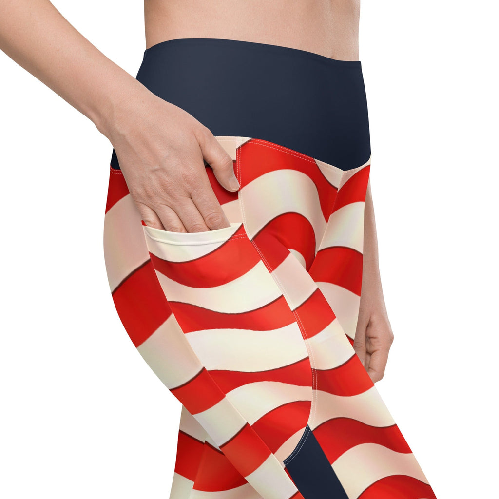 USA Flag Leggings With Pockets