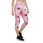Valentine Lips Denim Print Capris