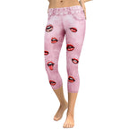 Valentine Lips Denim Print Capris
