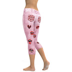 Valentine Lips Denim Print Capris