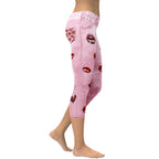Valentine Lips Denim Print Capris