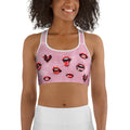Valentine Lips Denim Print Sports Bra