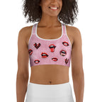 Valentine Lips Denim Print Sports Bra