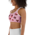 Valentine Lips Denim Print Sports Bra