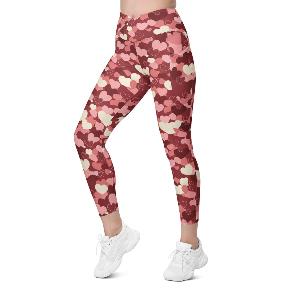 Valentine's Day Camo Crossover Leggings With Pockets
