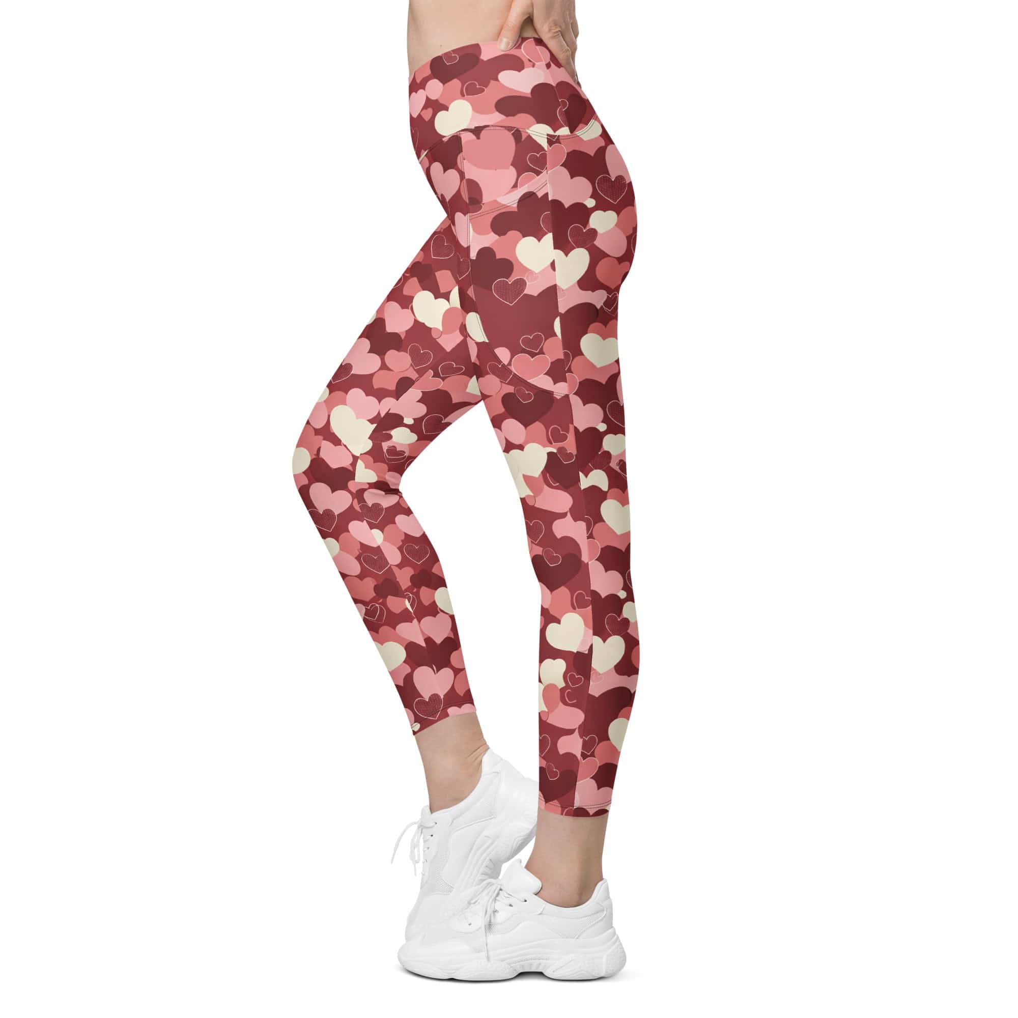 Valentine's Day Camo Crossover Leggings With Pockets