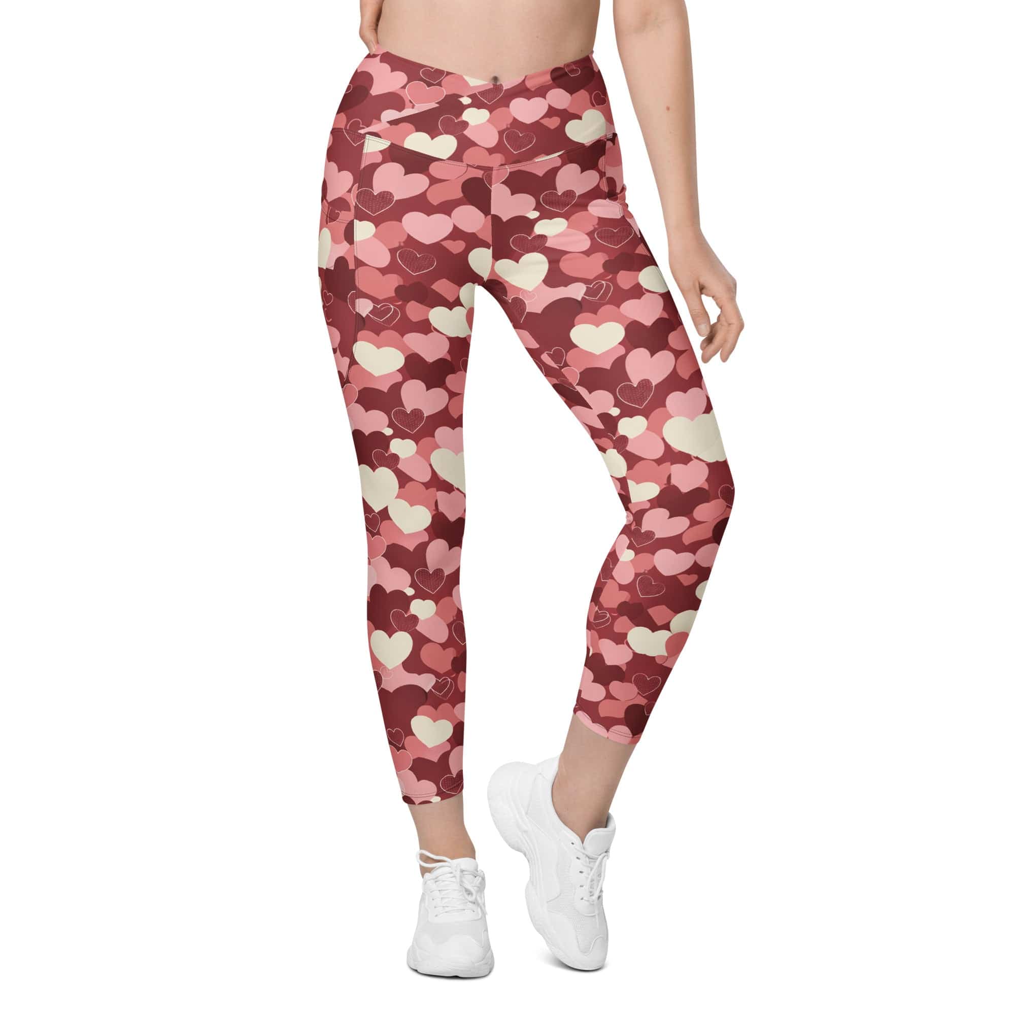 Valentine's Day Camo Crossover Leggings With Pockets