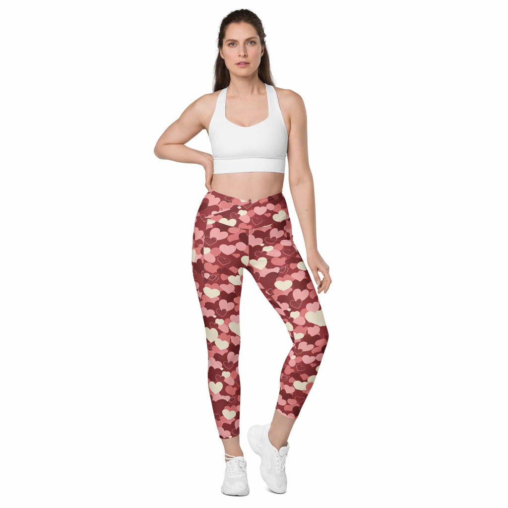 Valentine's Day Camo Crossover Leggings With Pockets