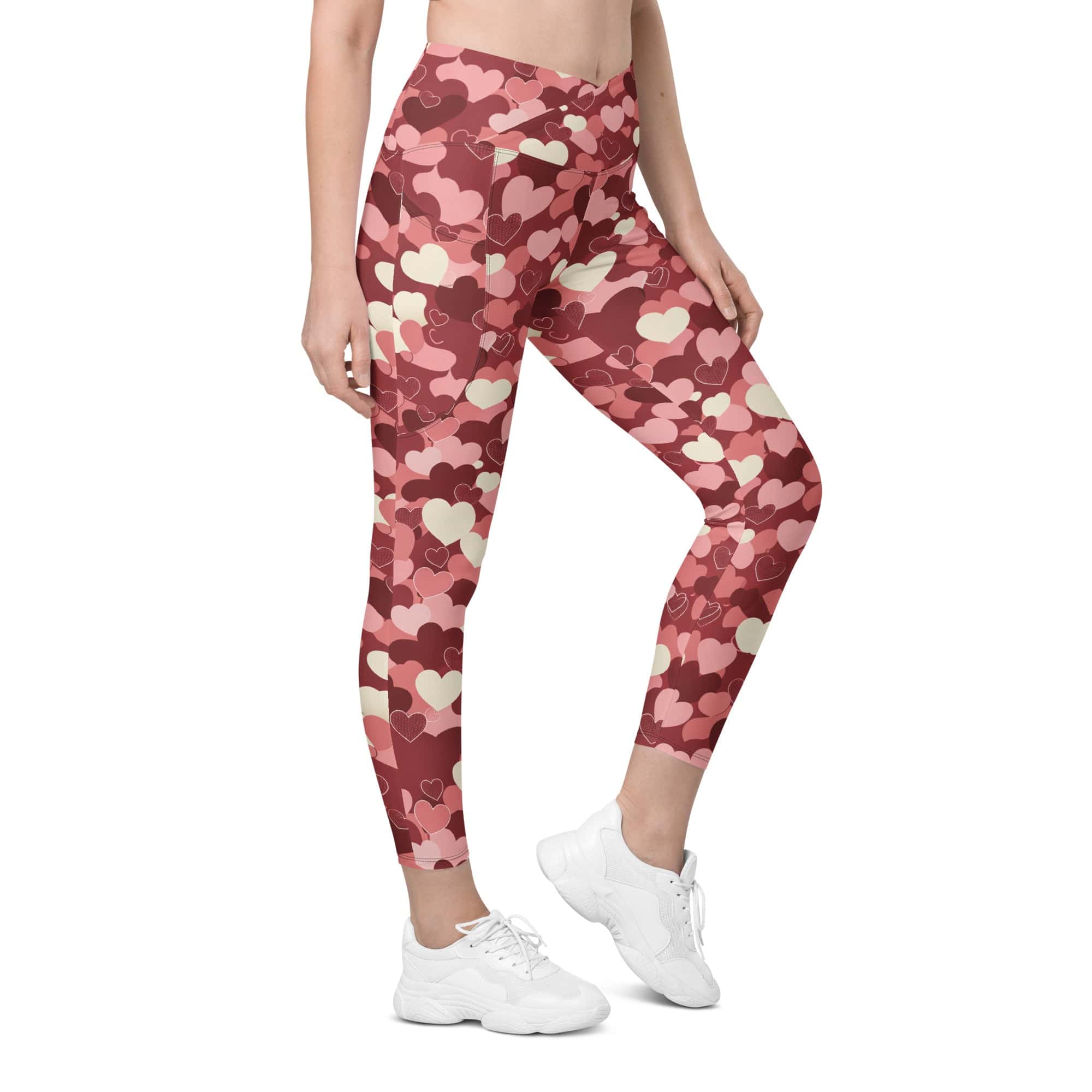 Valentine's Day Camo Crossover Leggings With Pockets