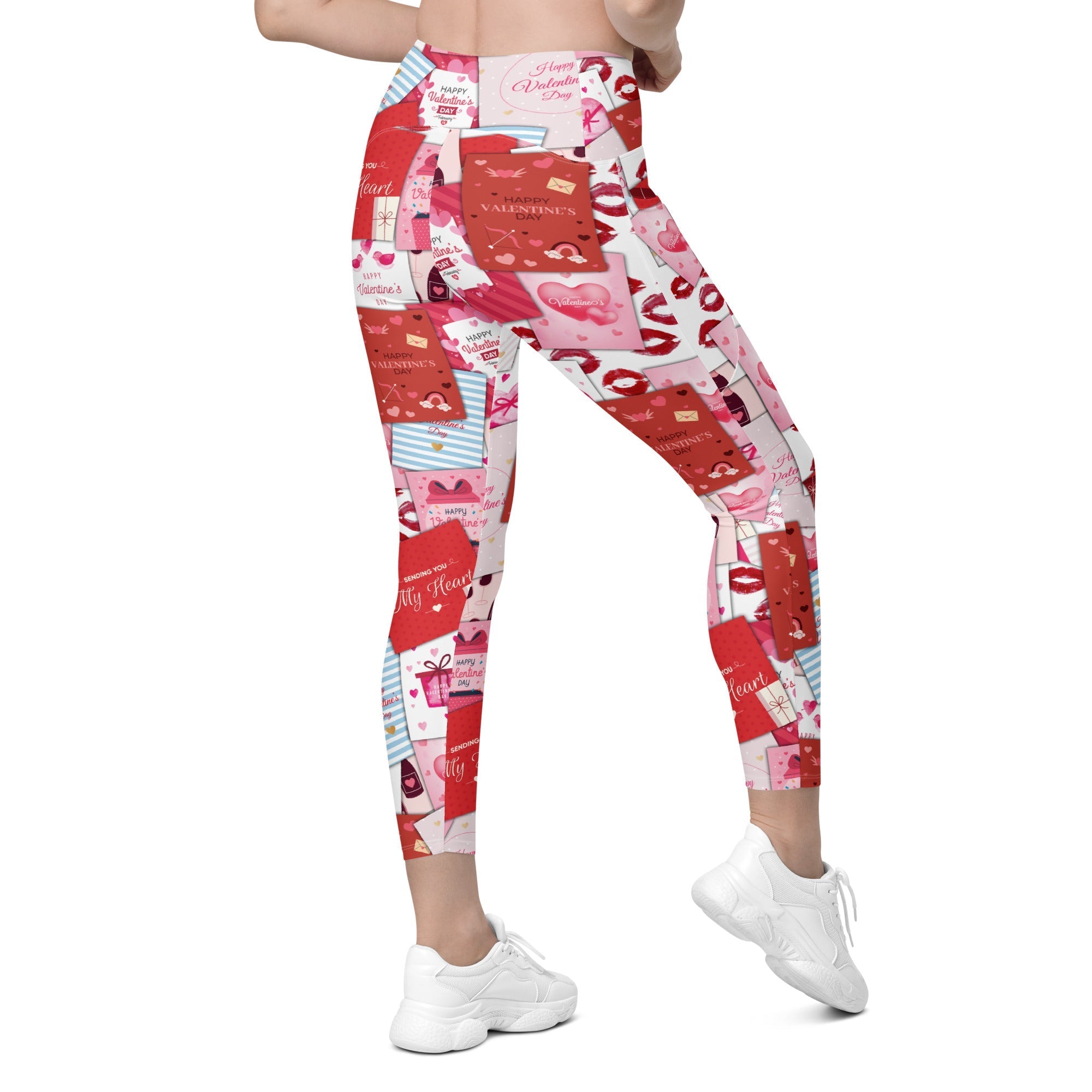 Valentine's Day Cards Crossover Leggings With Pockets