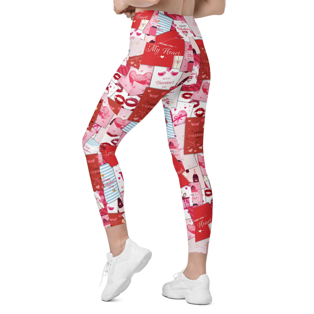 Valentine's Day Cards Crossover Leggings With Pockets