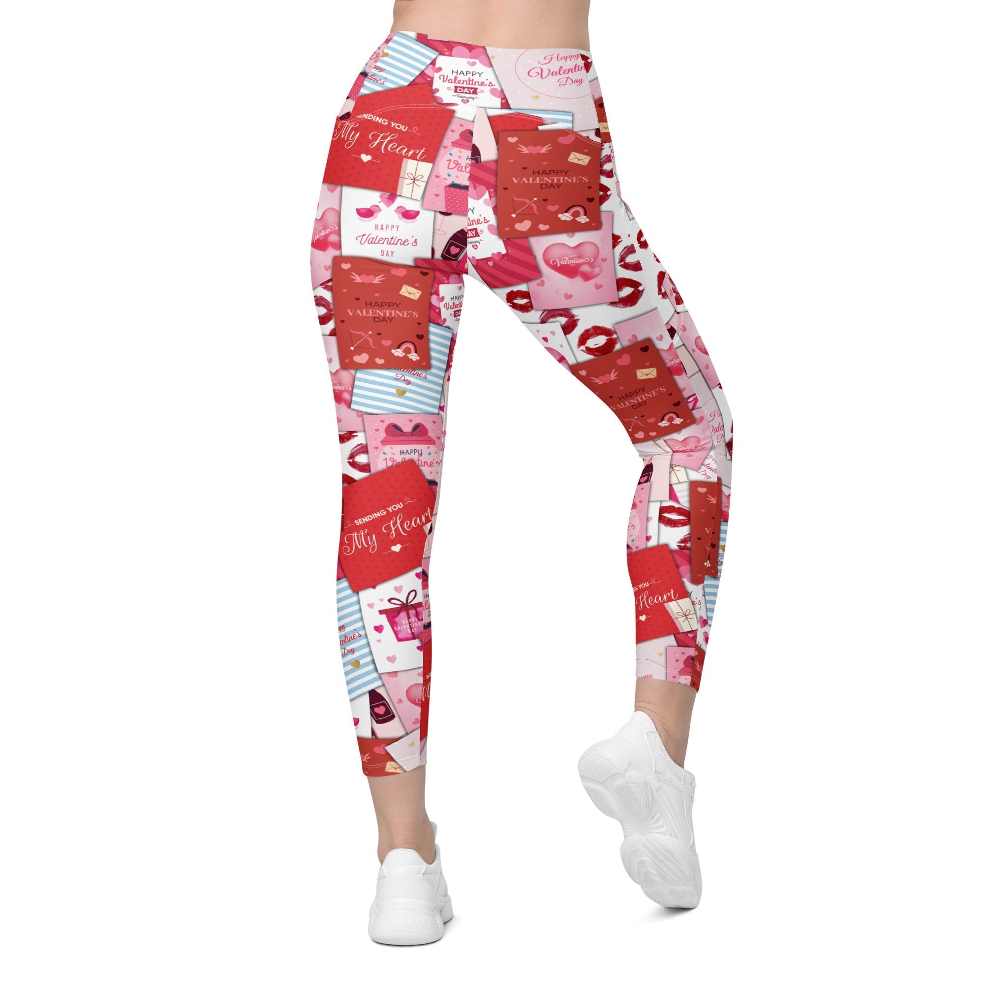 Valentine's Day Cards Crossover Leggings With Pockets