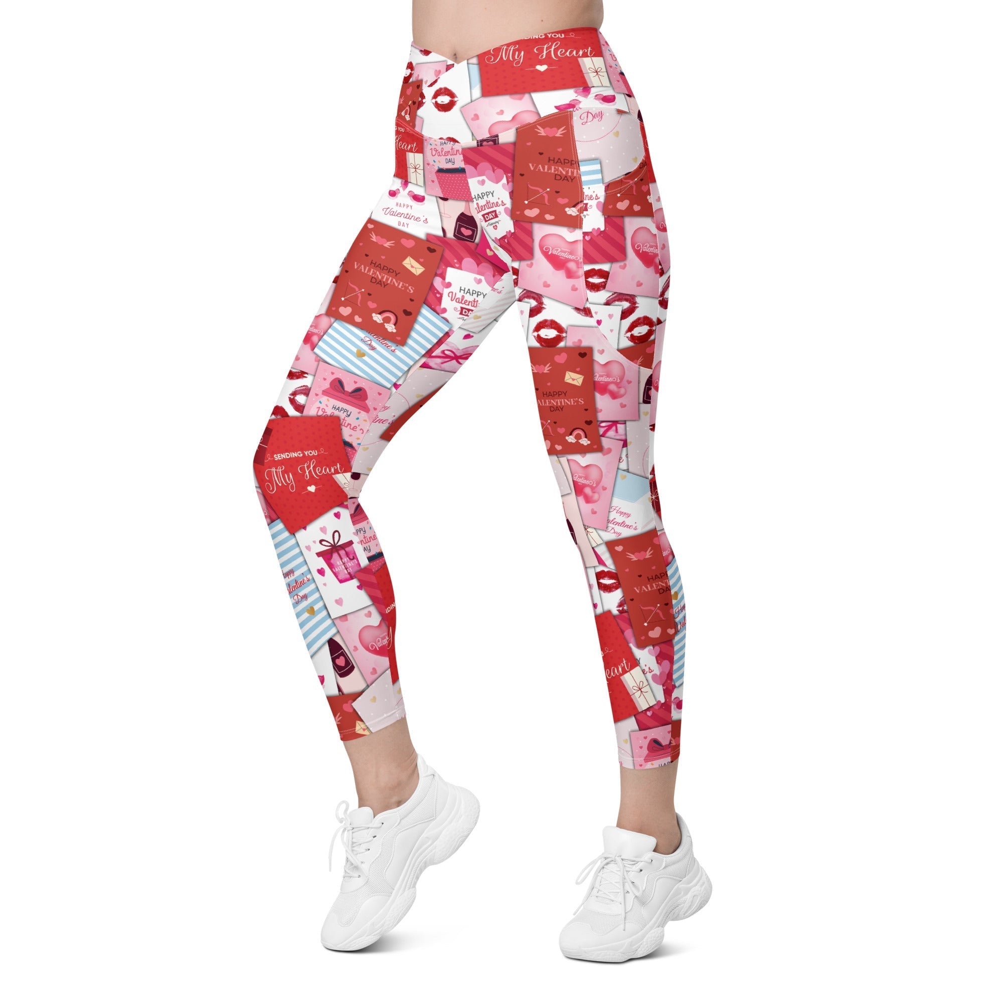 Valentine's Day Cards Crossover Leggings With Pockets