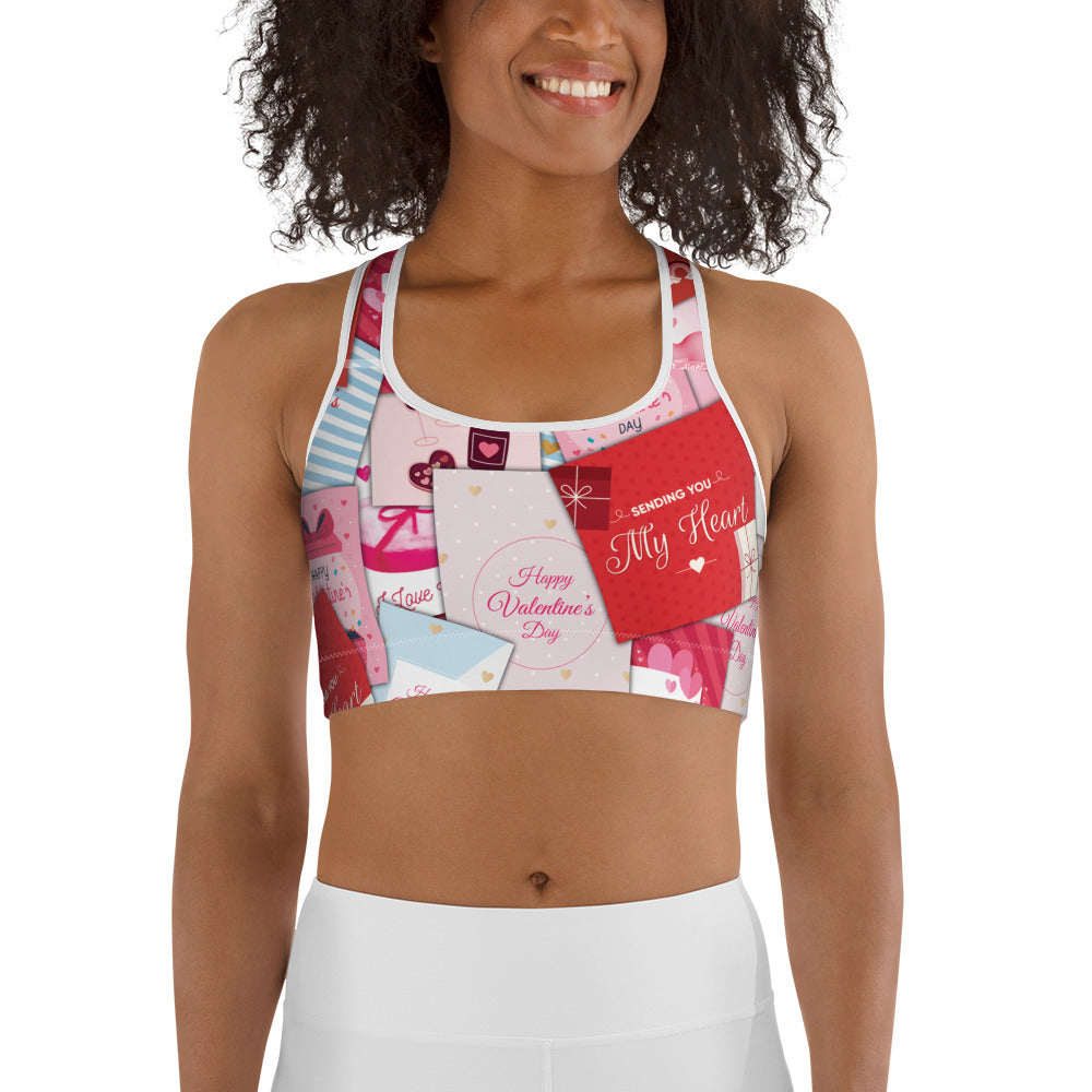 Valentine's Day Cards Sports Bra