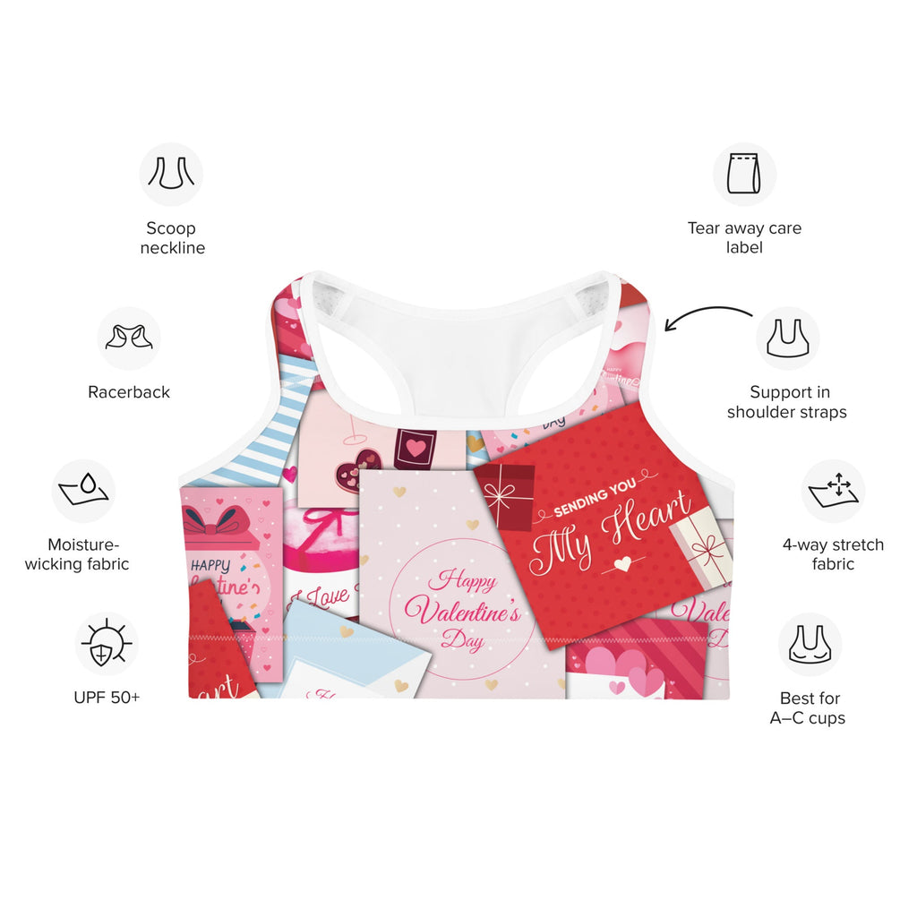 Valentine's Day Cards Sports Bra