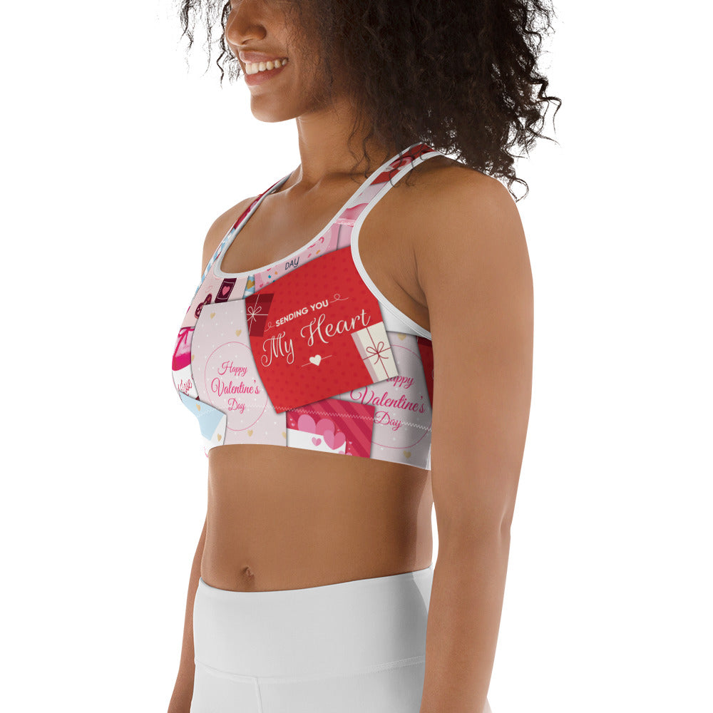 Valentine's Day Cards Sports Bra