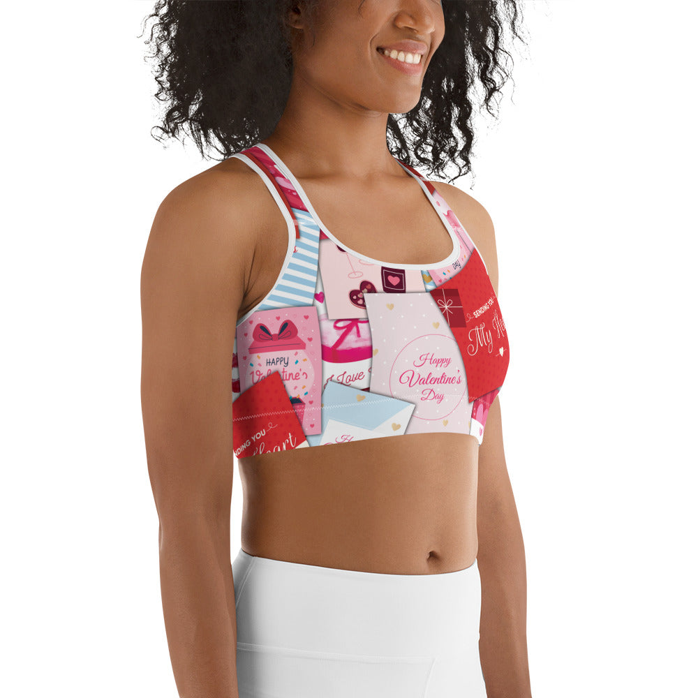 Valentine's Day Cards Sports Bra