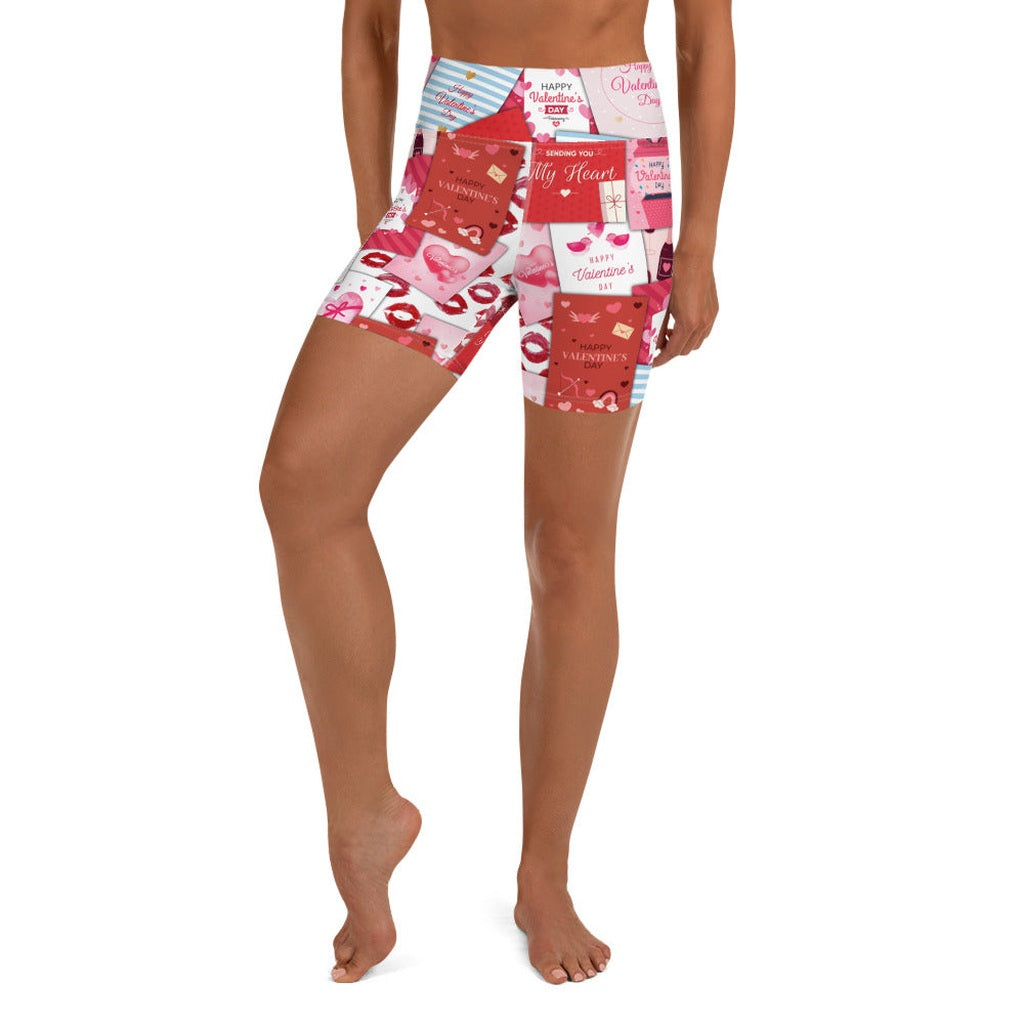 Valentine's Day Cards Yoga Shorts