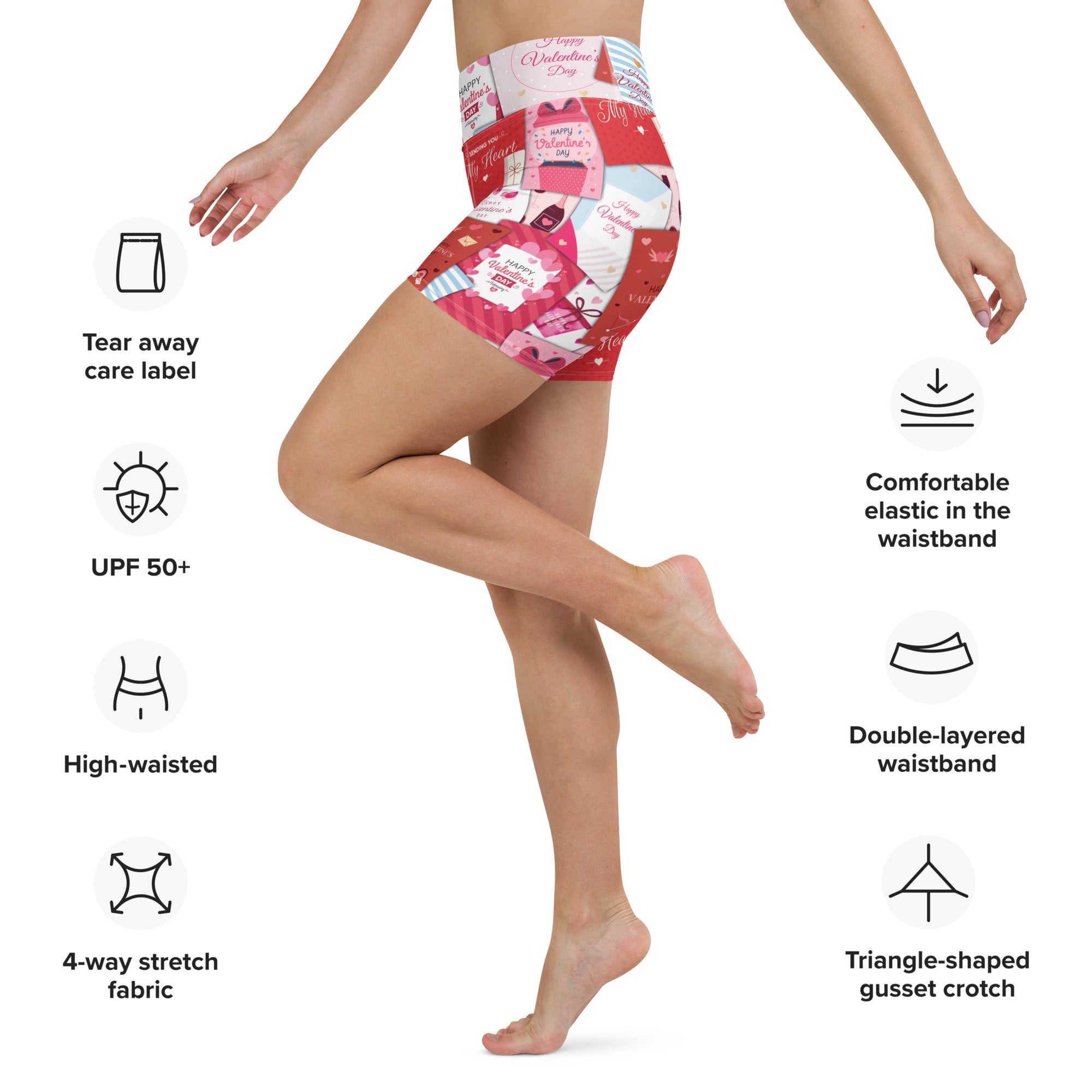 Valentine's Day Cards Yoga Shorts