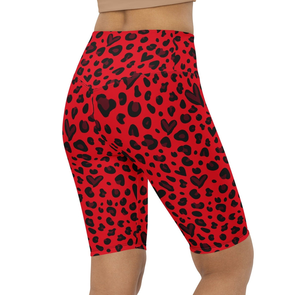 Valentine's Day Leopard Biker Shorts