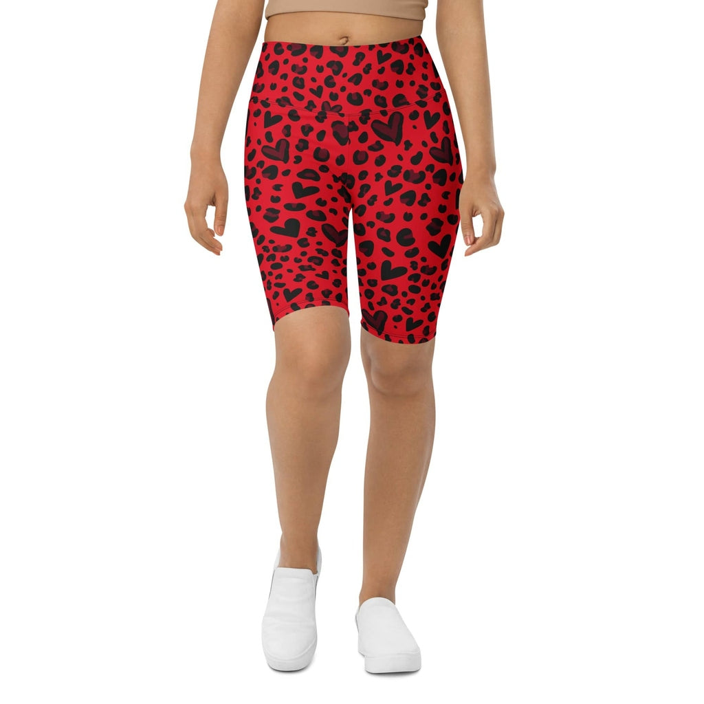 Valentine's Day Leopard Biker Shorts