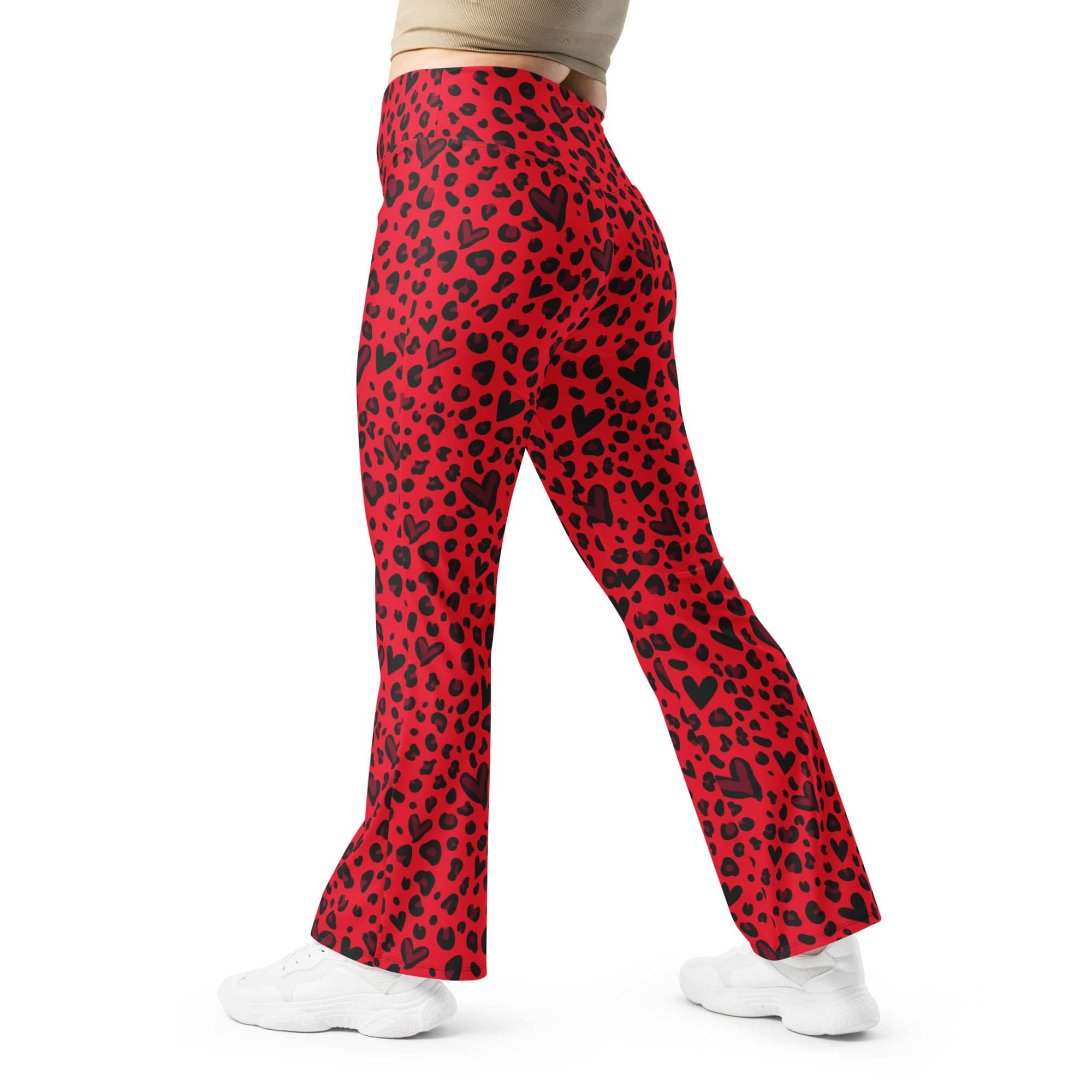 Valentine's Day Leopard Flare Leggings