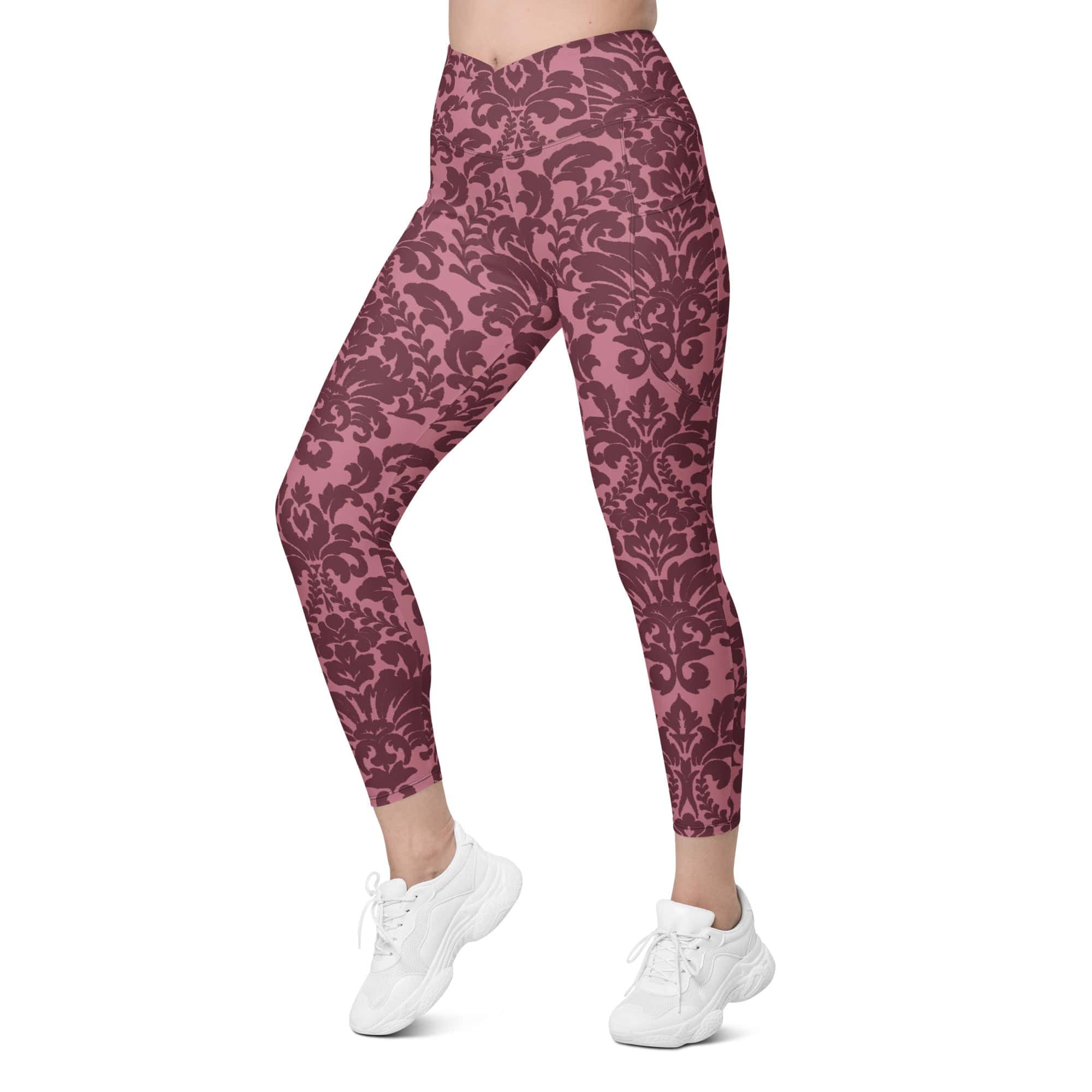 Velvet Bloom Crossover Leggings With Pockets