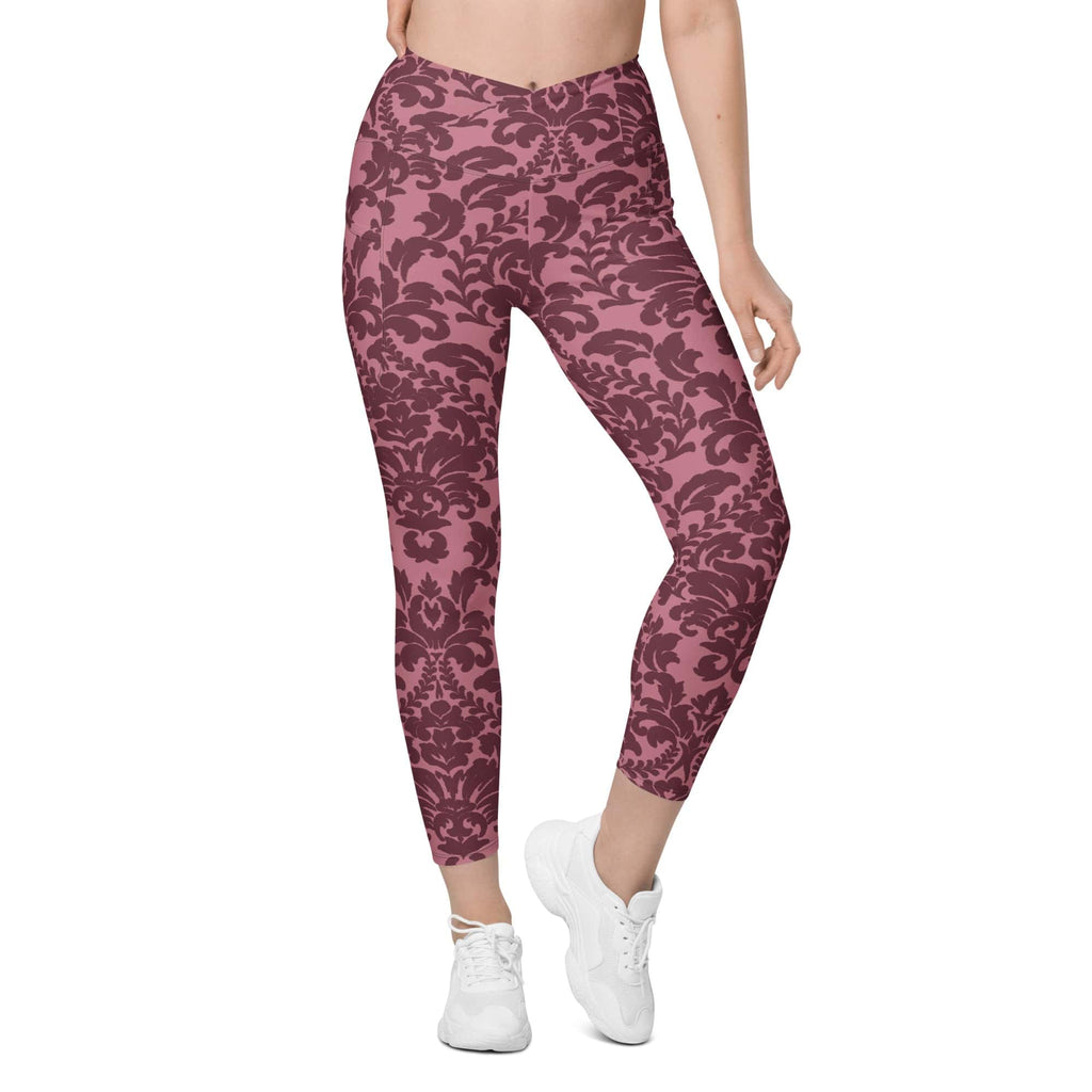 Velvet Bloom Crossover Leggings With Pockets