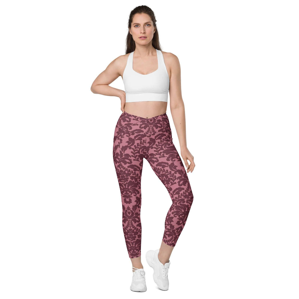 Velvet Bloom Crossover Leggings With Pockets