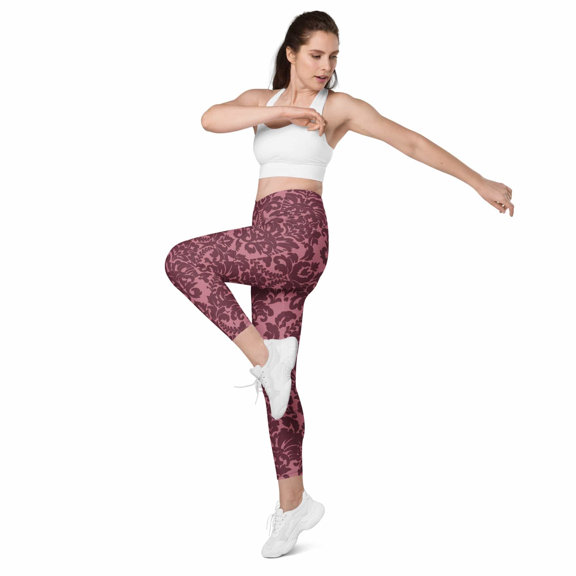 Velvet Bloom Crossover Leggings With Pockets