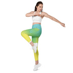 Vibrant Blue & Green Ombre Leggings With Pockets