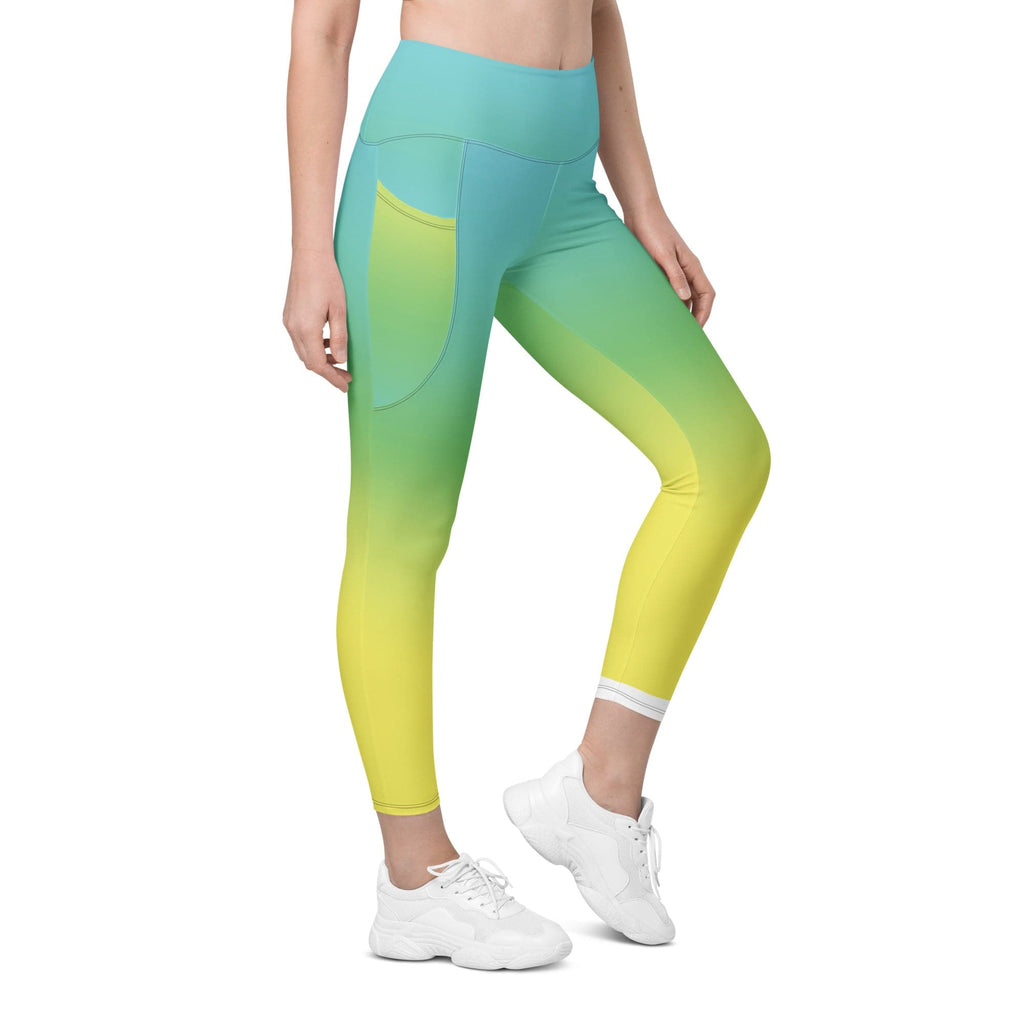 Vibrant Blue & Green Ombre Leggings With Pockets
