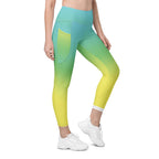Vibrant Blue & Green Ombre Leggings With Pockets