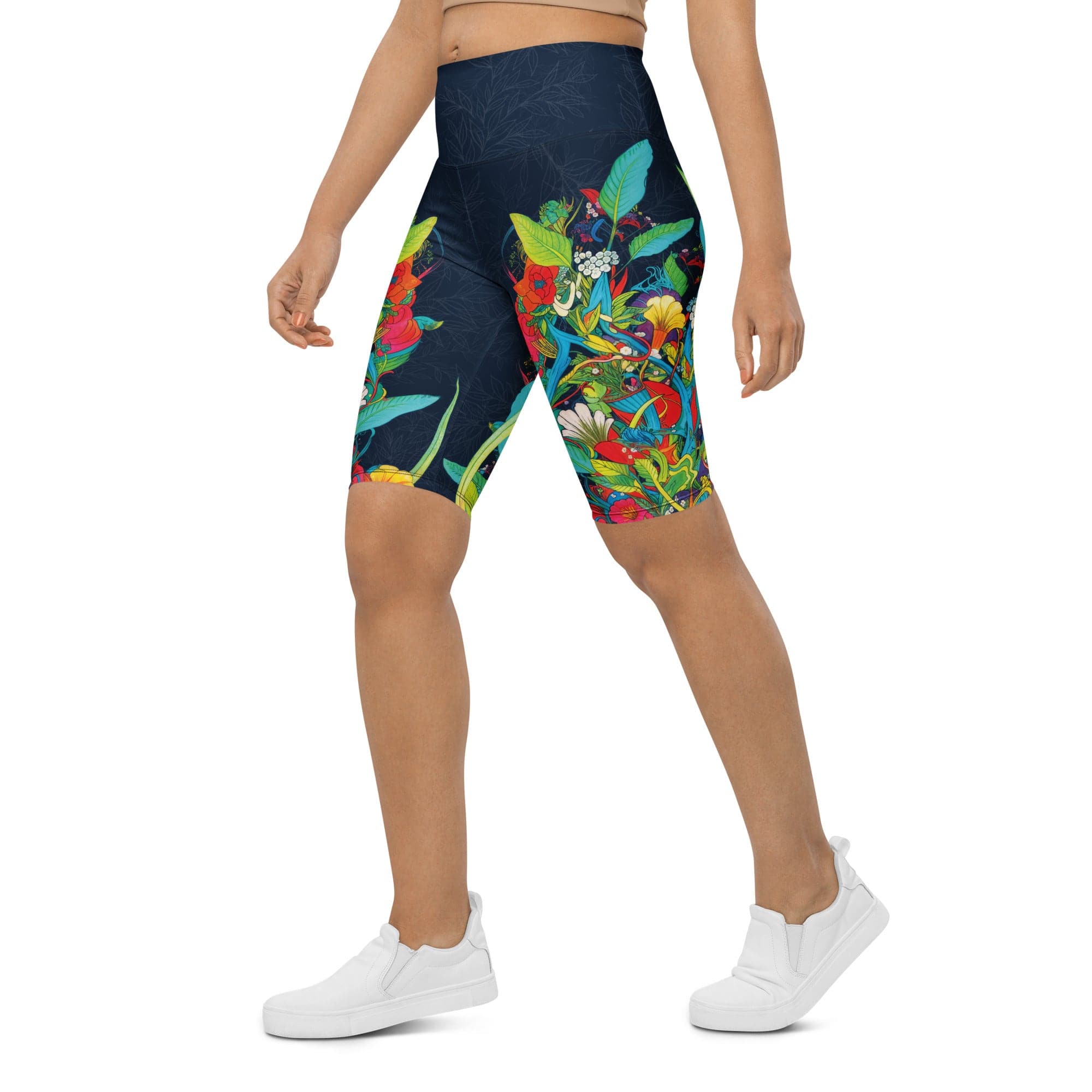 Vibrant Floral Garden Biker Shorts